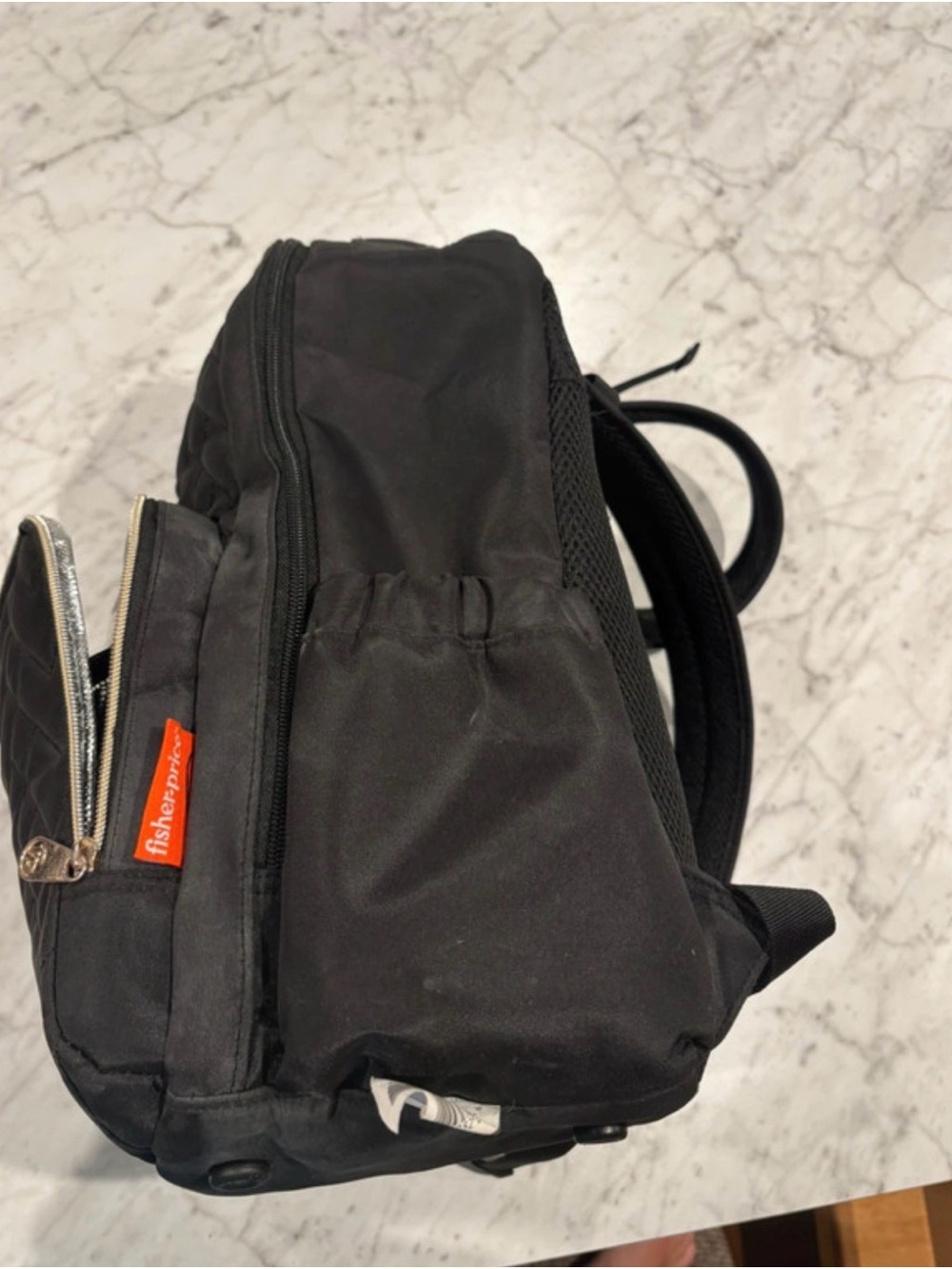 Fisher-Price Black Diaper Bag Backpack with Insulated Pouch and Changing Pad - Picture 5 of 7